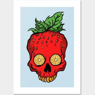 Strawberry Skulls Orange Eyes Posters and Art